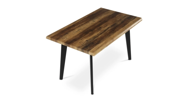 Jídelní stůl FENKALIV 130x80, dekor staré dřevo, černý kov