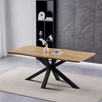 Jídelní stůl GARPONAR 180x90, dekor divoký dub, černý kov