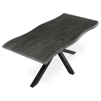 Jídelní stůl GARPONAR 180x90, dekor šedý dub, černý kov