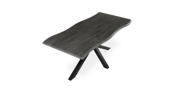 Jídelní stůl GARPONAR 180x90, dekor šedý dub, černý kov