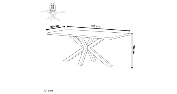 Jídelní stůl GARPONAR 180x90, dekor šedý dub, černý kov