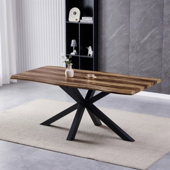 Jídelní stůl GARPONAR 180x90, dekor staré dřevo, černý kov