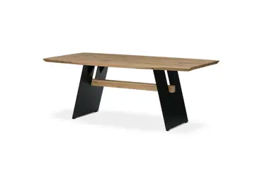 Jídelní stůl GREMO 200x10, masiv dub, černý kov