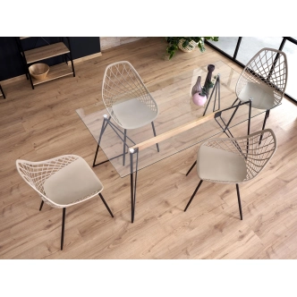 Jídelní stůl HAEMUS, čiré sklo/černá