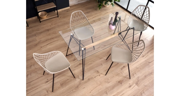 Jídelní stůl HAEMUS, čiré sklo/černá