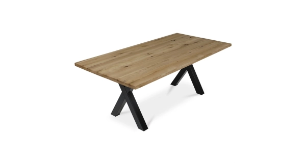 Jídelní stůl HALJORJOR 200x100, masiv dub, černý kov