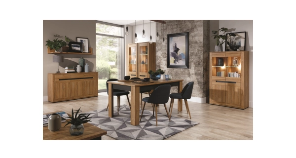 Jídelní stůl KITONGO, dub granson/grafit