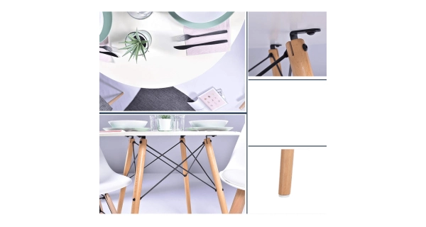 Jídelní stůl LIAM, bílý mat/buk