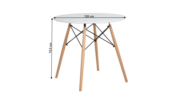 Jídelní stůl LIAM, bílý mat/buk