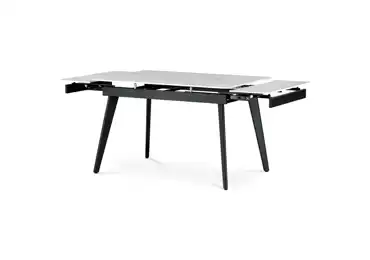 Jídelní stůl LONGAN, bílý mramor/černý matný lak