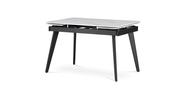 Jídelní stůl LONGAN, bílý mramor/černý matný lak