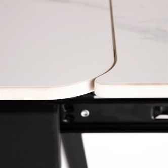 Jídelní stůl LONGAN, bílý mramor/černý matný lak