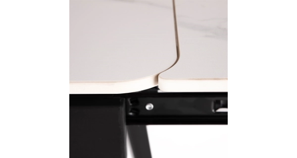 Jídelní stůl LONGAN, bílý mramor/černý matný lak