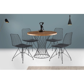 Jídelní stůl MIRSON, vlašský ořech/černá