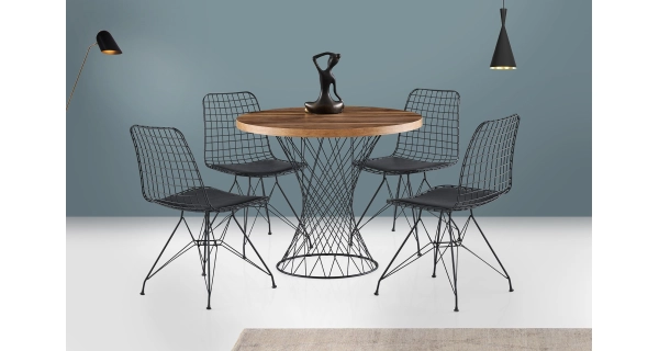 Jídelní stůl MIRSON, vlašský ořech/černá