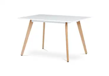 Jídelní stůl MORZANAR 120x80, bílý matný lak, masiv buk