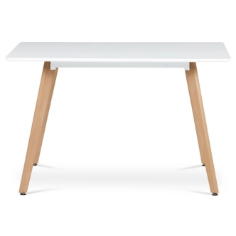 Jídelní stůl MORZANAR 120x80, bílý matný lak, masiv buk