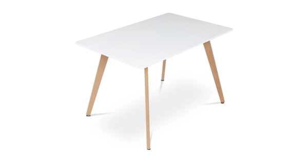 Jídelní stůl MORZANAR 120x80, bílý matný lak, masiv buk