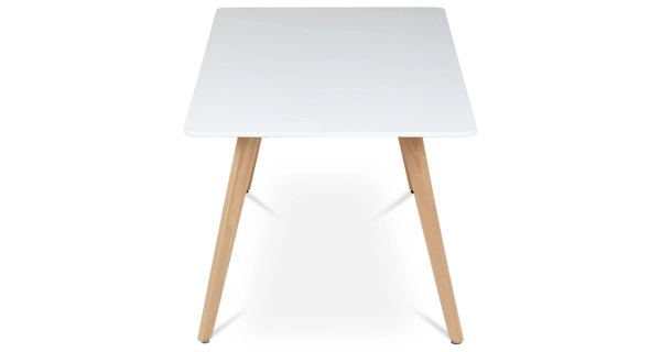Jídelní stůl MORZANAR 120x80, bílý matný lak, masiv buk