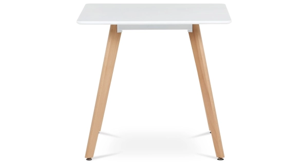 Jídelní stůl MORZANAR 80x80, bílý matný lak, masiv buk