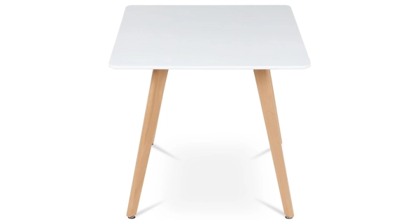 Jídelní stůl MORZANAR 80x80, bílý matný lak, masiv buk