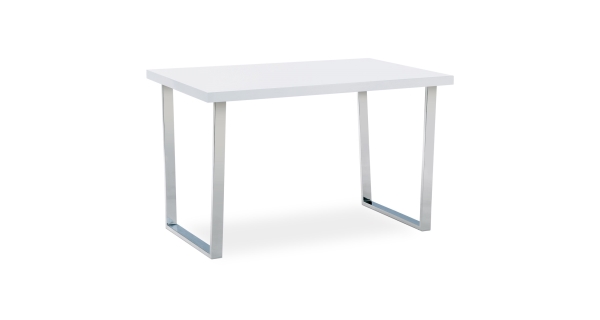 Jídelní stůl NAVOLATO 120x75 cm, bílý lesk/chrom