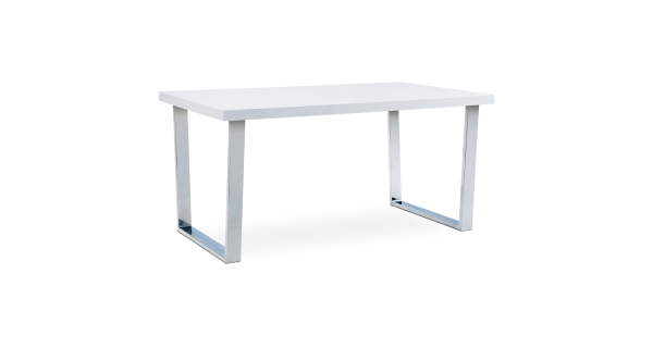 Jídelní stůl NAVOLATO II 150x90 cm, bílý lesk/chrom