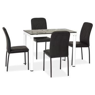 Jídelní stůl NEFON 100x60 cm, černá/bílá 