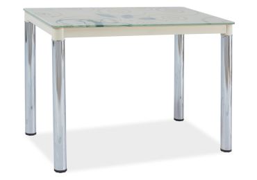 Jídelní stůl NEFON 2 100x60 cm, sklo/krémová-chrom 