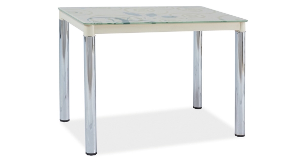 Jídelní stůl NEFON 2 100x60 cm, sklo/krémová-chrom 