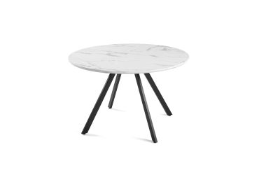 Jídelní stůl NOESI 120 cm, bílý mramor/kovové nohy