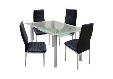 Jídelní stůl PATKAI + 4 židle SNAEFELL černá