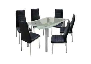 Jídelní stůl PATKAI + 6 židlí SNAEFELL černá