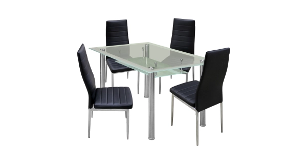 Jídelní stůl PATKAI, chrom + sklo