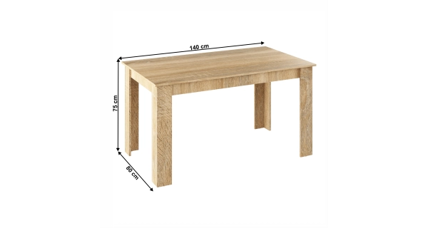 Jídelní stůl PITIFOLIA 140x80 cm, dub sonoma