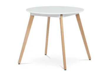 Jídelní stůl PONZANFEN, bílý matný lak, dřevěné nohy