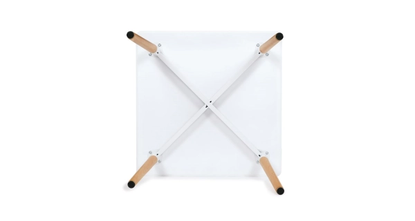 Jídelní stůl QUINYORZOR 80x80, bílý matný lak, dřevěné nohy