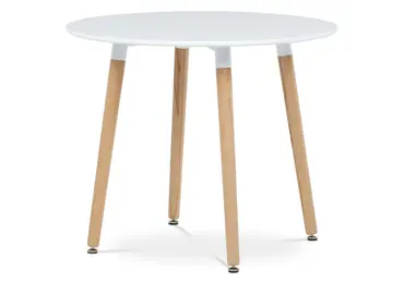 Jídelní stůl QUINYORZOR 90x90, bílý matný lak, dřevěné nohy