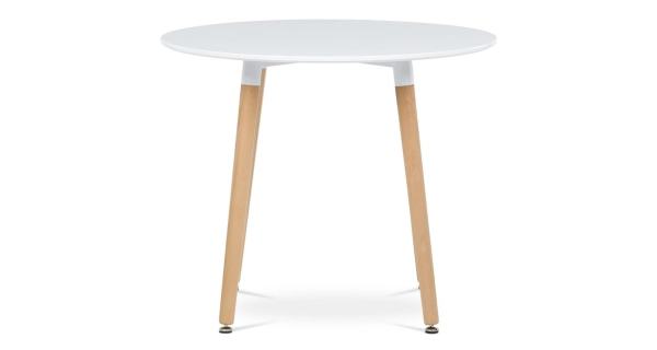 Jídelní stůl QUINYORZOR 90x90, bílý matný lak, dřevěné nohy