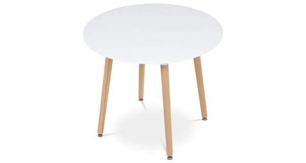 Jídelní stůl QUINYORZOR 90x90, bílý matný lak, dřevěné nohy