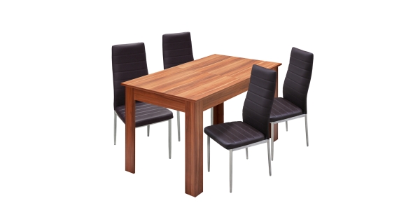Jídelní stůl rozkládací GHAMUBAR + 4 židle SNAEFELL, hnědá