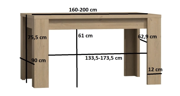 Jídelní stůl rozkládací SWED 160, jasan bílý