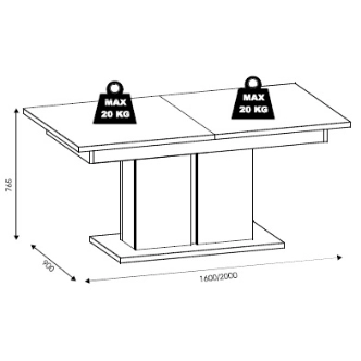 Jídelní stůl SIGOURNEY, bílá/černá