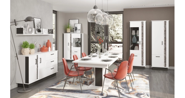 Jídelní stůl SIGOURNEY, bílá/černá