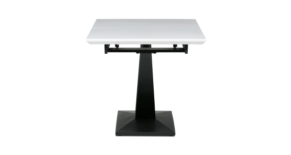 Jídelní stůl SOLMAR, bílá matná MDF deska, černé kovové nohy.