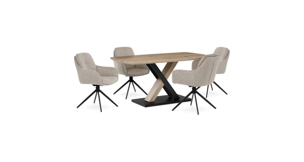 Jídelní stůl TORZORYOR 160x90, dub san remo, černý kov