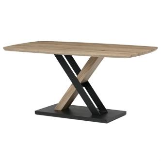 Jídelní stůl TORZORYOR 160x90, dub san remo, černý kov