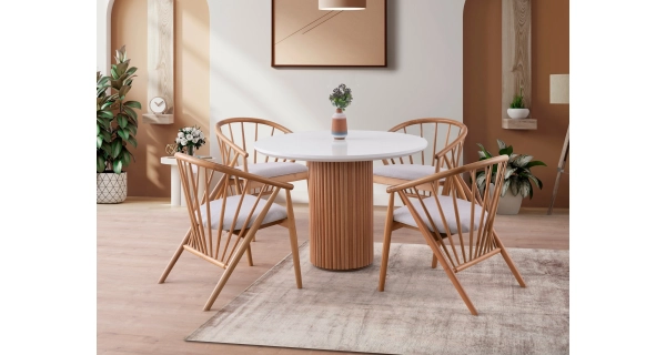 Jídelní stůl VARSTIL, bílá/vlašský ořech
