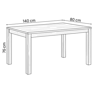 Jídelní stůl XERARWEL 140x80x75, masiv dub