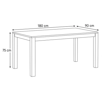 Jídelní stůl XERARWEL 180x90x75, masiv dub